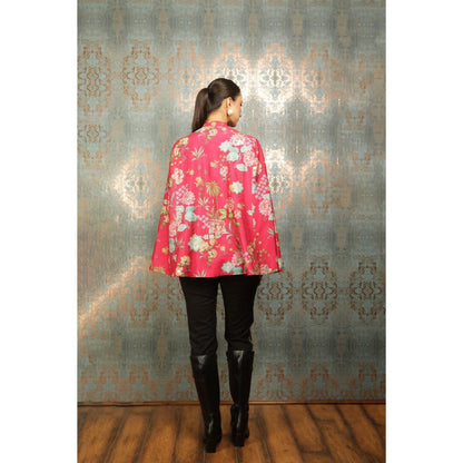 Tanu Malhotra Hot Pink Printed Cape