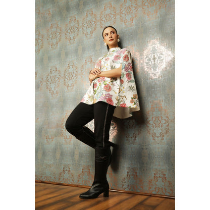 Tanu Malhotra White Printed Cape