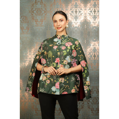Tanu Malhotra Green Printed Cape
