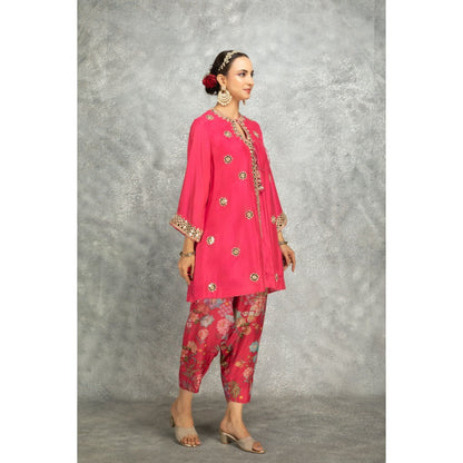 Tanu Malhotra Pink Mirror Embroidered Kurta with Salwar and Dupatta (Set of 3)