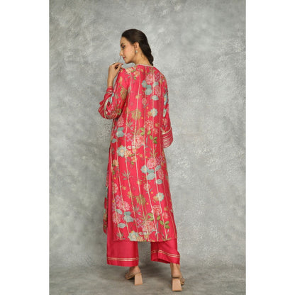Tanu Malhotra Hot Pink Printed Kurta with Pant and Dupatta (Set of 3)