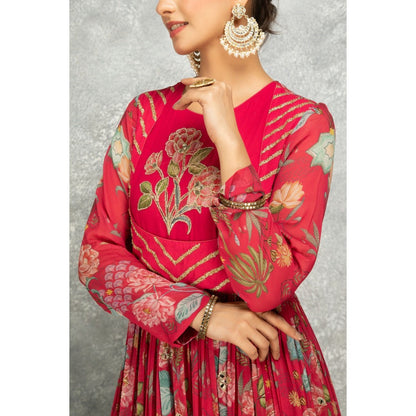 Tanu Malhotra Hot Pink Anarkali with Churidar and Dupatta (Set of 3)