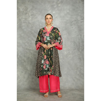 Tanu Malhotra Green Side Panel Buti Kurta with Palazzo and Dupatta (Set of 3)