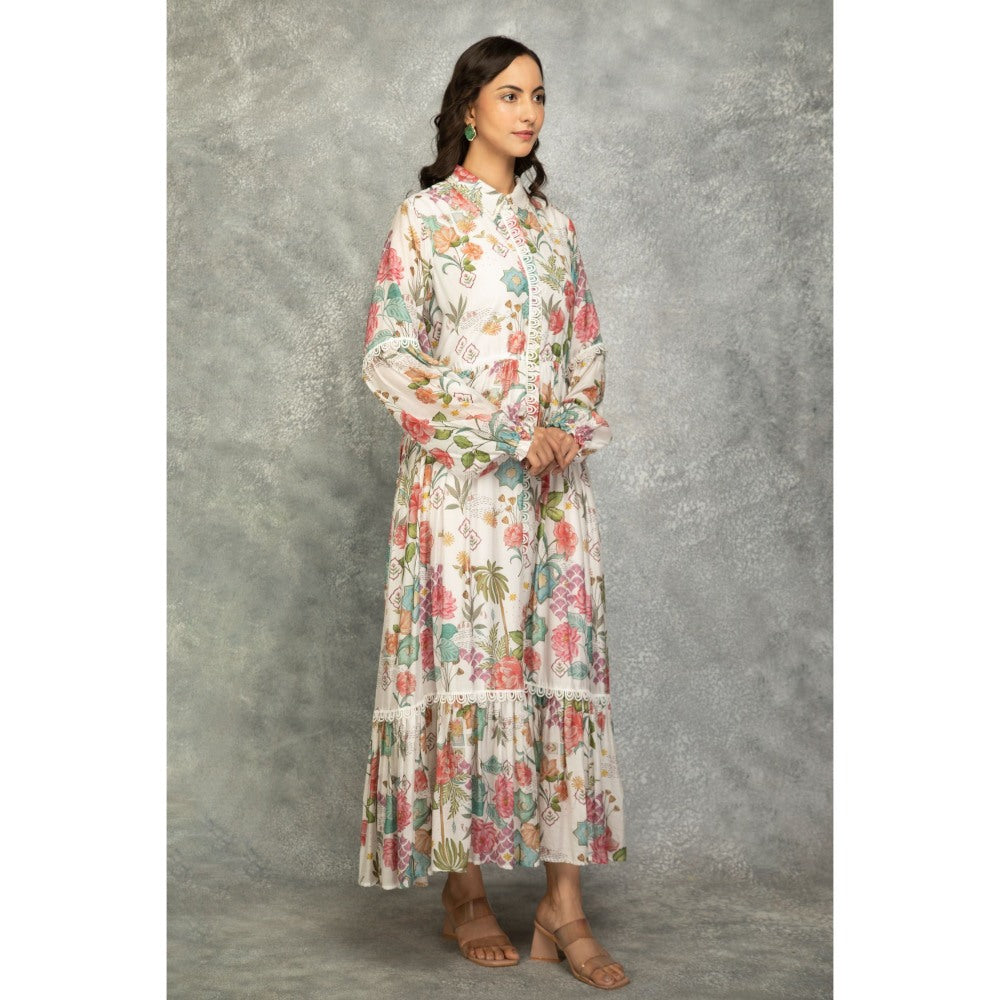 Tanu Malhotra White Floral Printed Dress