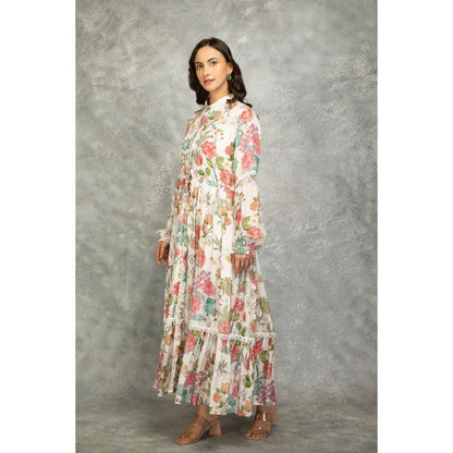 Tanu Malhotra White Floral Printed Dress