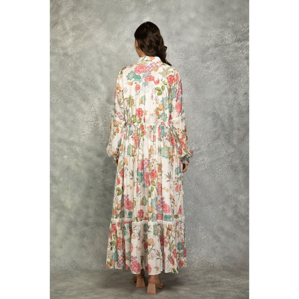 Tanu Malhotra White Floral Printed Dress