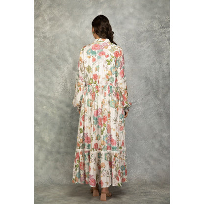 Tanu Malhotra White Floral Printed Dress