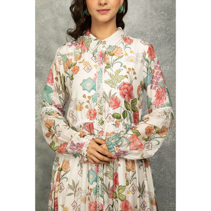 Tanu Malhotra White Floral Printed Dress
