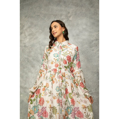 Tanu Malhotra White Floral Printed Dress