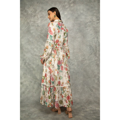 Tanu Malhotra White Floral Printed Dress