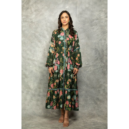 Tanu Malhotra Green Floral Printed Dress