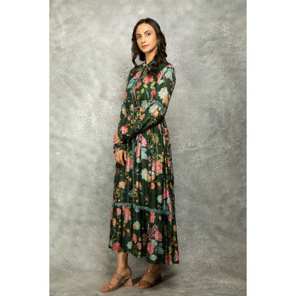 Tanu Malhotra Green Floral Printed Dress