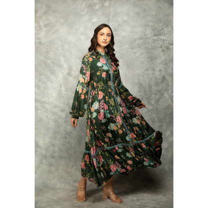 Tanu Malhotra Green Floral Printed Dress