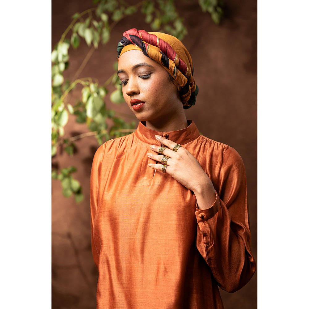 Taraasi Rust Anaya Hand Embroidered Maxi Dress