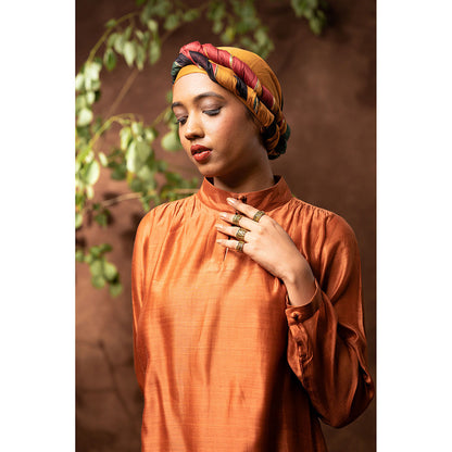 Taraasi Rust Anaya Hand Embroidered Maxi Dress