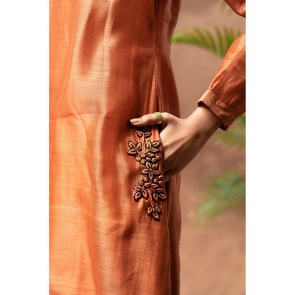 Taraasi Rust Anaya Hand Embroidered Maxi Dress