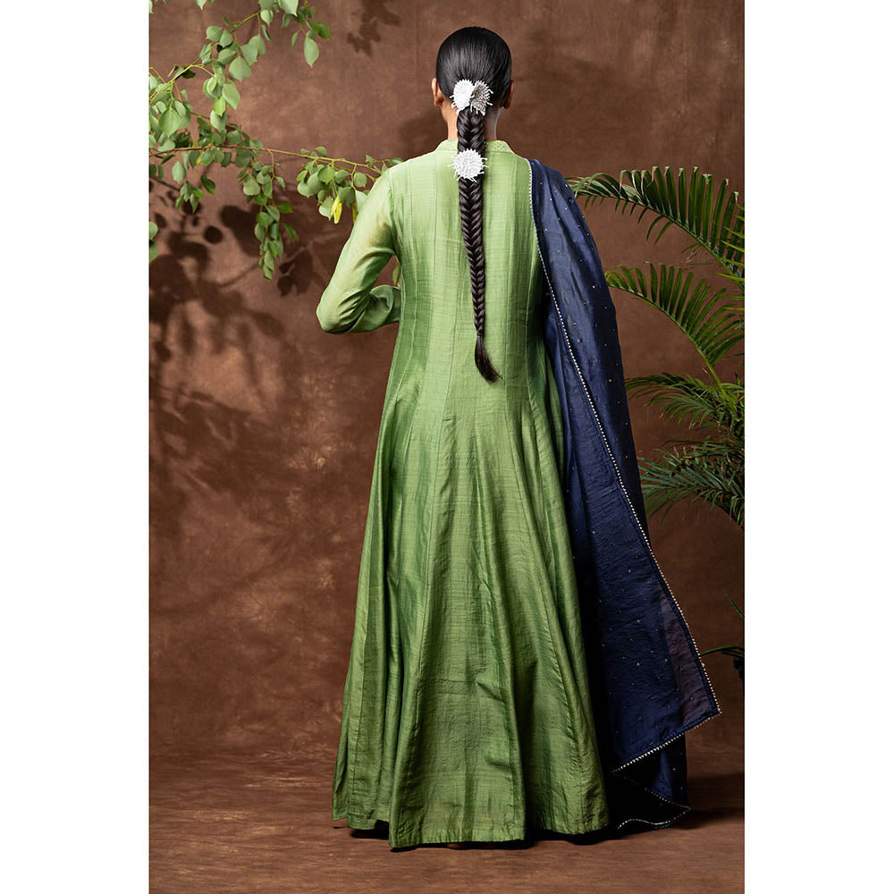 Taraasi Green Chandrama Kalidar Anarkali Kurta with Dupatta (Set of 2)