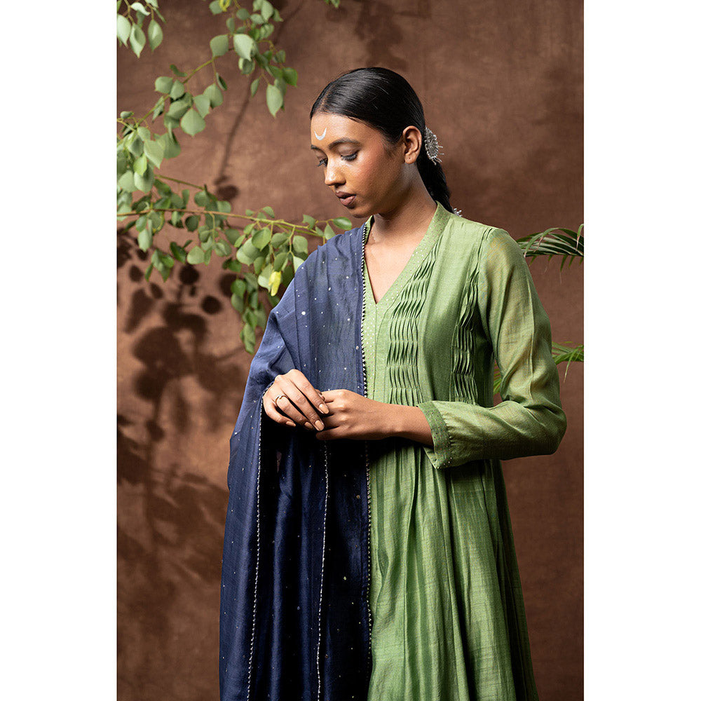 Taraasi Green Chandrama Kalidar Anarkali Kurta with Dupatta (Set of 2)