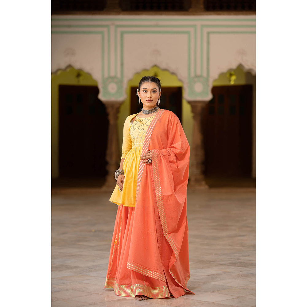 Taraasi Chandni Coral Mulmul Cotton Kalidar Ghaghra