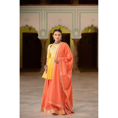 Taraasi Chandni Coral Mulmul Cotton Kalidar Ghaghra