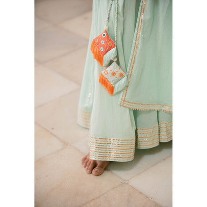 Taraasi Chandni Mint Green Mulmul Cotton Kalidar Ghaghra
