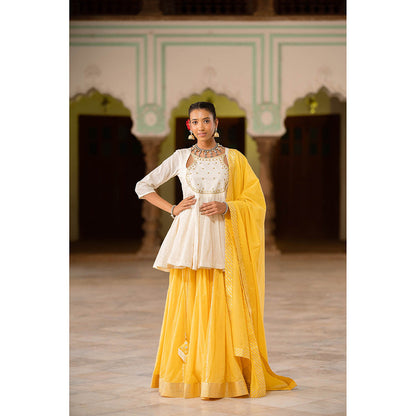 Taraasi Chandni Sunshine Yellow Mulmul Cotton Kalidar Ghaghra