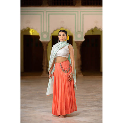 Taraasi Noorani Coral Mulmul Cotton Kalidar Ghaghra