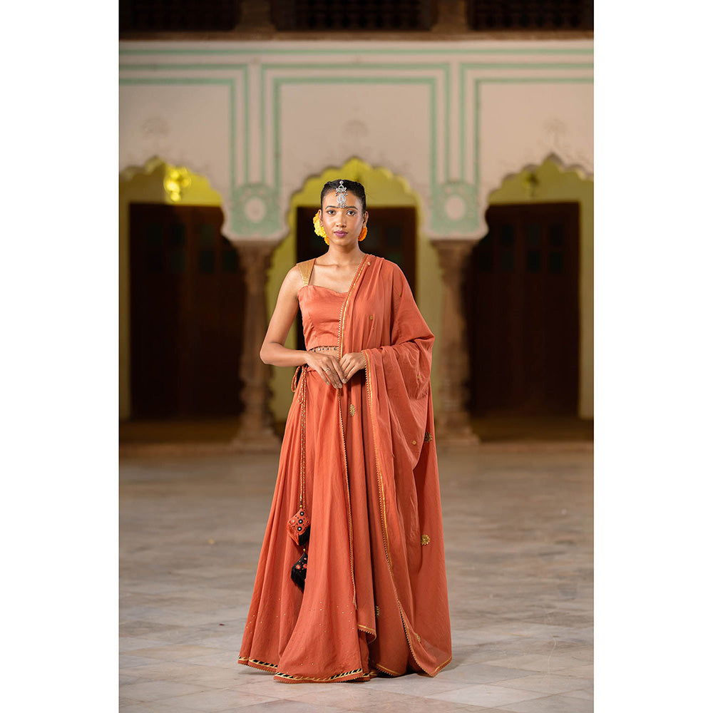 Taraasi Ulfat Rust Mulmul Cotton Kalidar Ghaghra