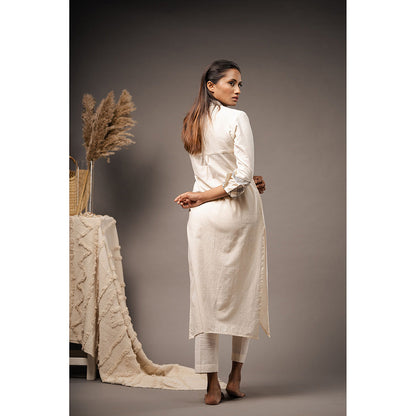 Taraasi The Prism Ivory Organic Cotton Kurta and Pant (Set of 2)