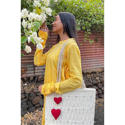 Taraasi Parinda' Sunshine Yellow Cotton Mulmul Dress