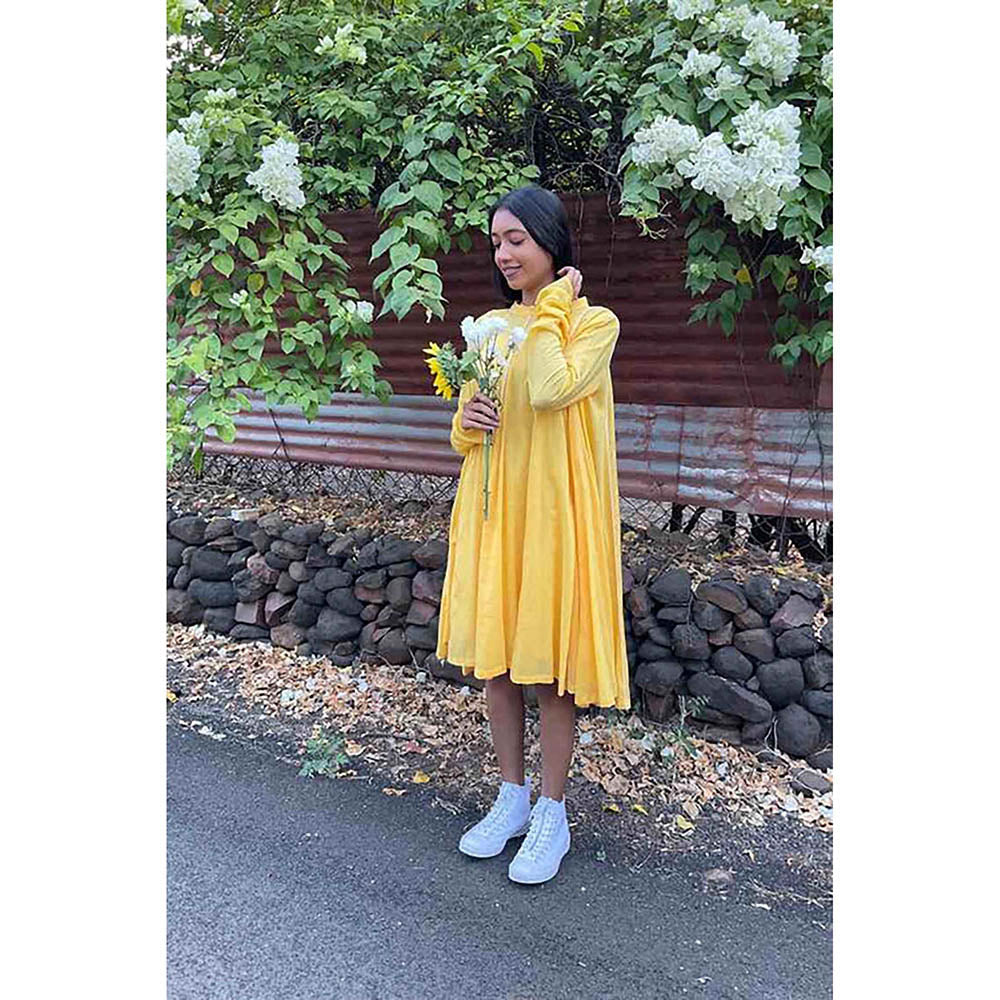Taraasi Parinda' Sunshine Yellow Cotton Mulmul Dress