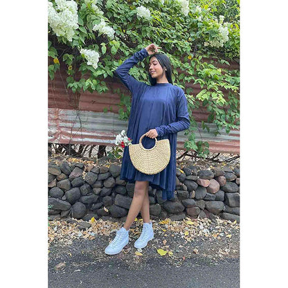 Taraasi Parinda' Navy Blue Cotton Mulmul Dress