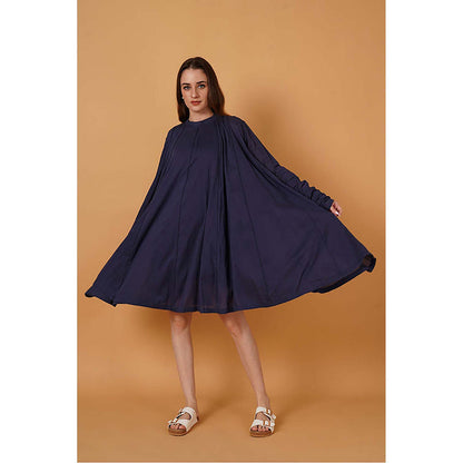 Taraasi Parinda' Navy Blue Cotton Mulmul Dress