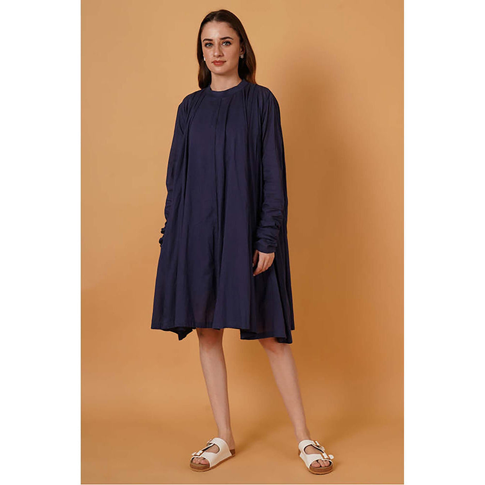 Taraasi Parinda' Navy Blue Cotton Mulmul Dress