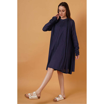Taraasi Parinda' Navy Blue Cotton Mulmul Dress
