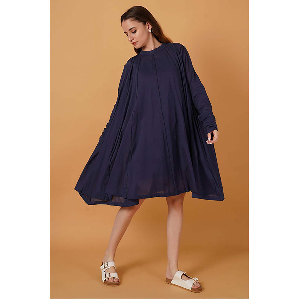 Taraasi Parinda' Navy Blue Cotton Mulmul Dress