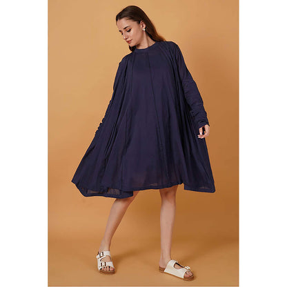 Taraasi Parinda' Navy Blue Cotton Mulmul Dress