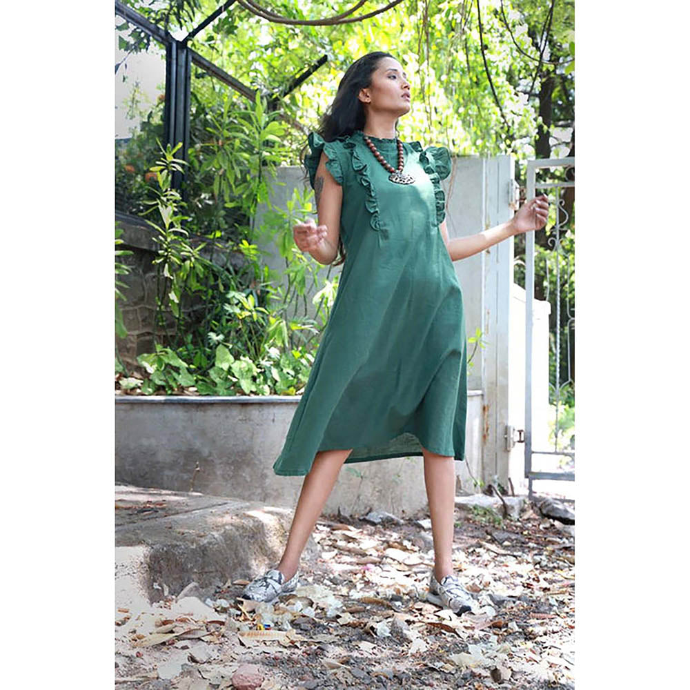 Taraasi Uniform Ruffles' Handloom Cotton Dress