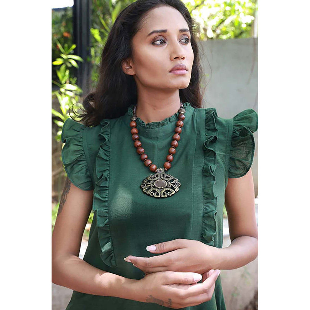 Taraasi Uniform Ruffles' Handloom Cotton Dress