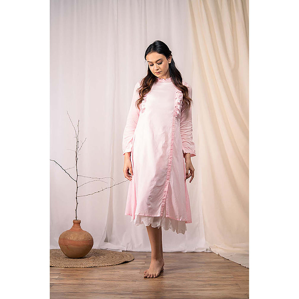 Taraasi Ocean Pearl' Baby Pink Mulmul Cotton Dress