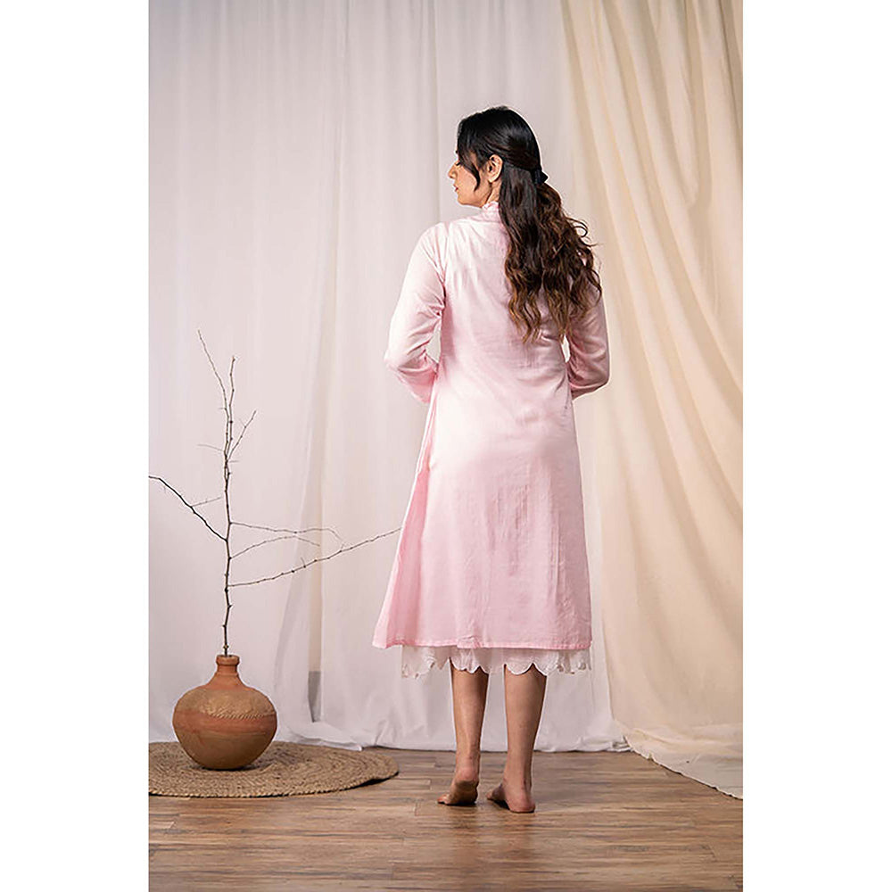 Taraasi Ocean Pearl' Baby Pink Mulmul Cotton Dress