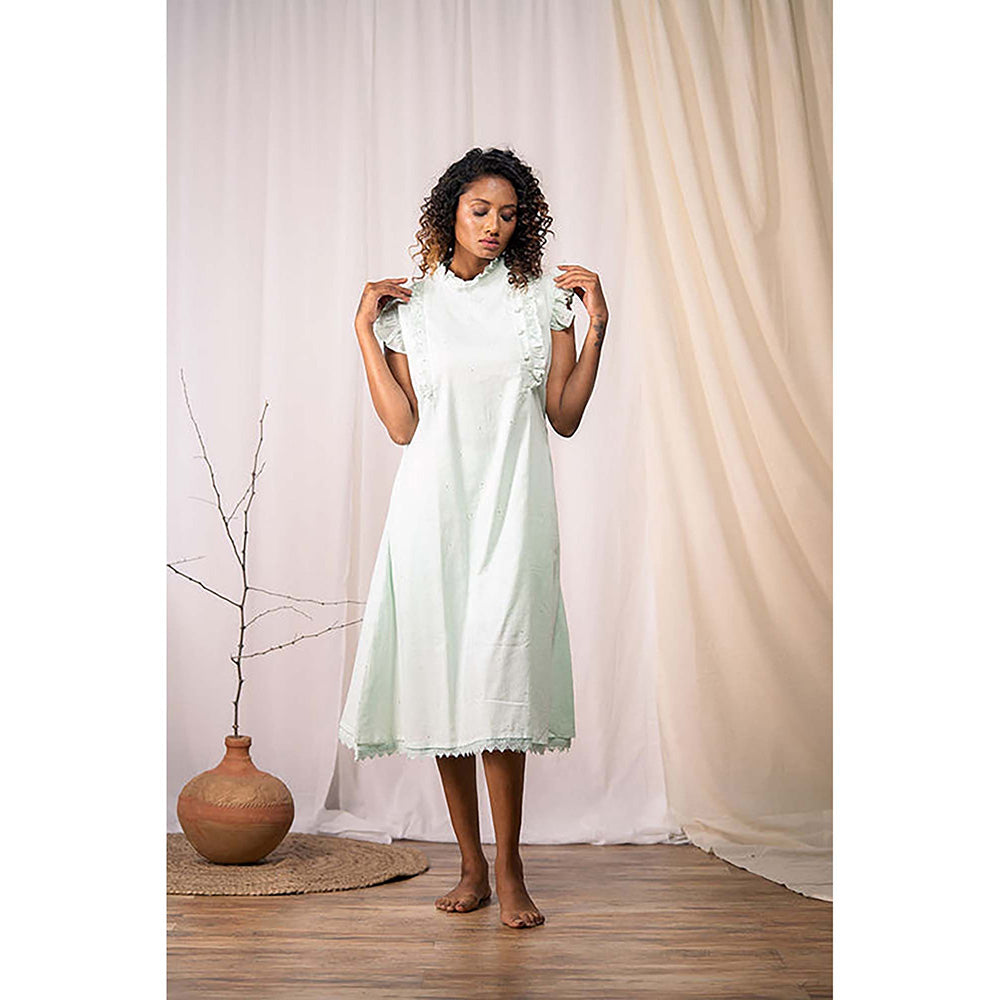 Taraasi Sunbeam' Mint Green Mulmul Cotton Dress