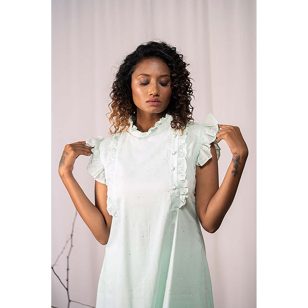 Taraasi Sunbeam' Mint Green Mulmul Cotton Dress