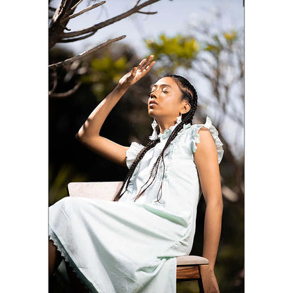 Taraasi Sunbeam' Mint Green Mulmul Cotton Dress