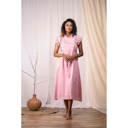 Taraasi Sunbeam' Pale Chestnut Mulmul Cotton Dress