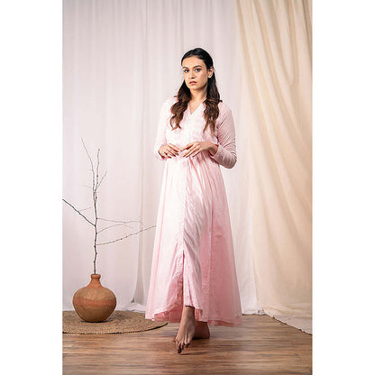 Taraasi Moon Dance' Baby Pink Mulmul Cotton Dress
