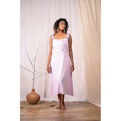Taraasi The Iceberg' Lavendar Mulmul Cotton Dress