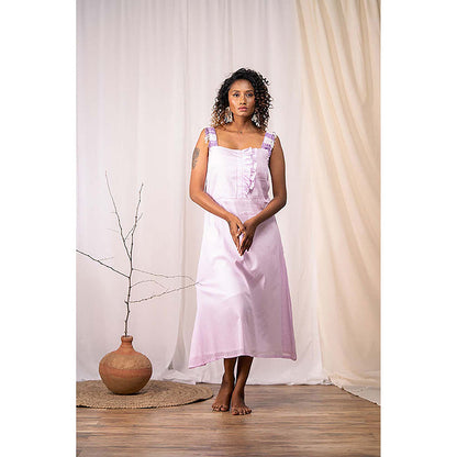 Taraasi The Iceberg' Lavendar Mulmul Cotton Dress