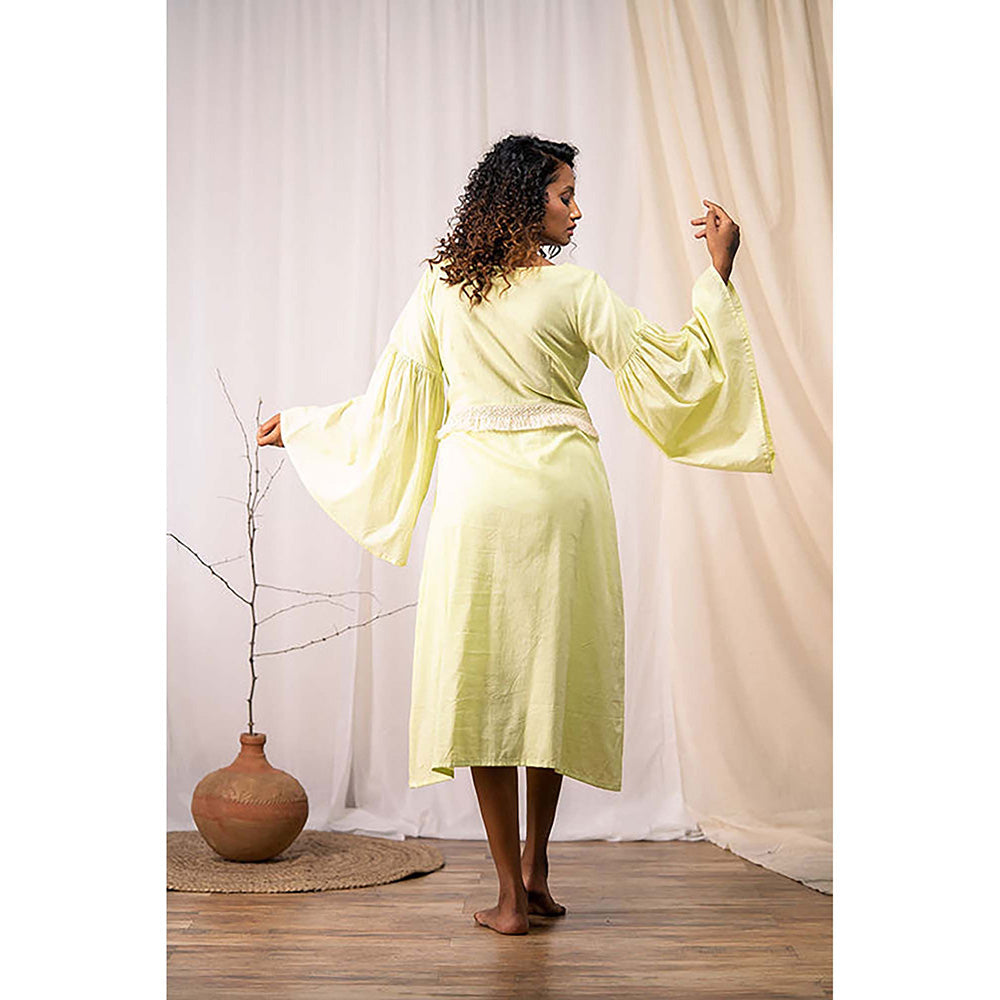 Taraasi Happy Go Lucky' Lime Green Mulmul Cotton Dress