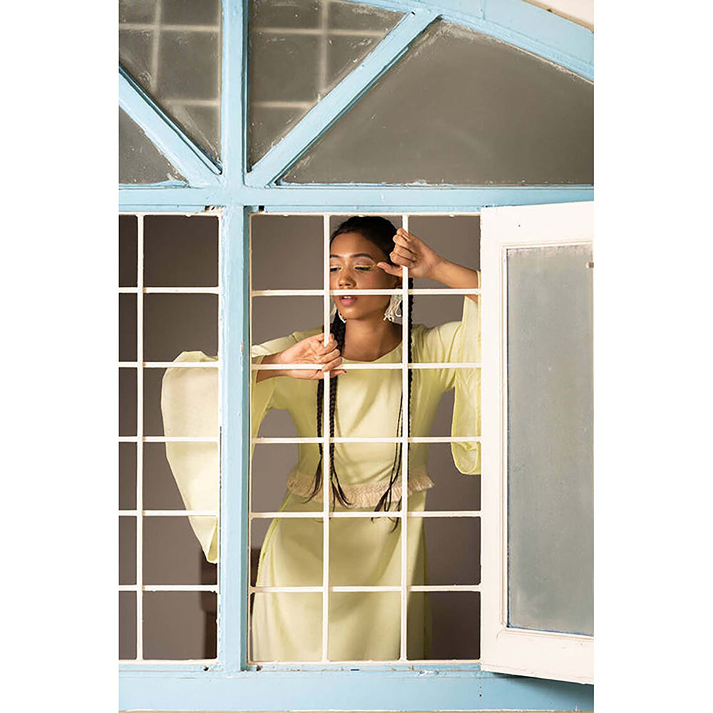 Taraasi Happy Go Lucky' Lime Green Mulmul Cotton Dress